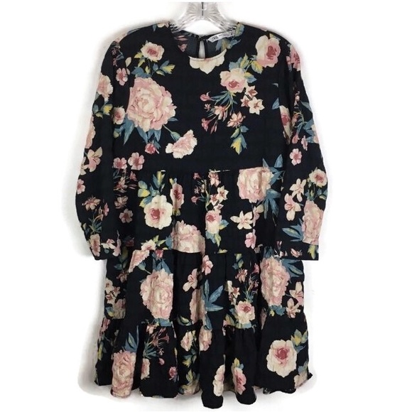 zara retro floral mini Ruffle dress organic Mlll main image 0